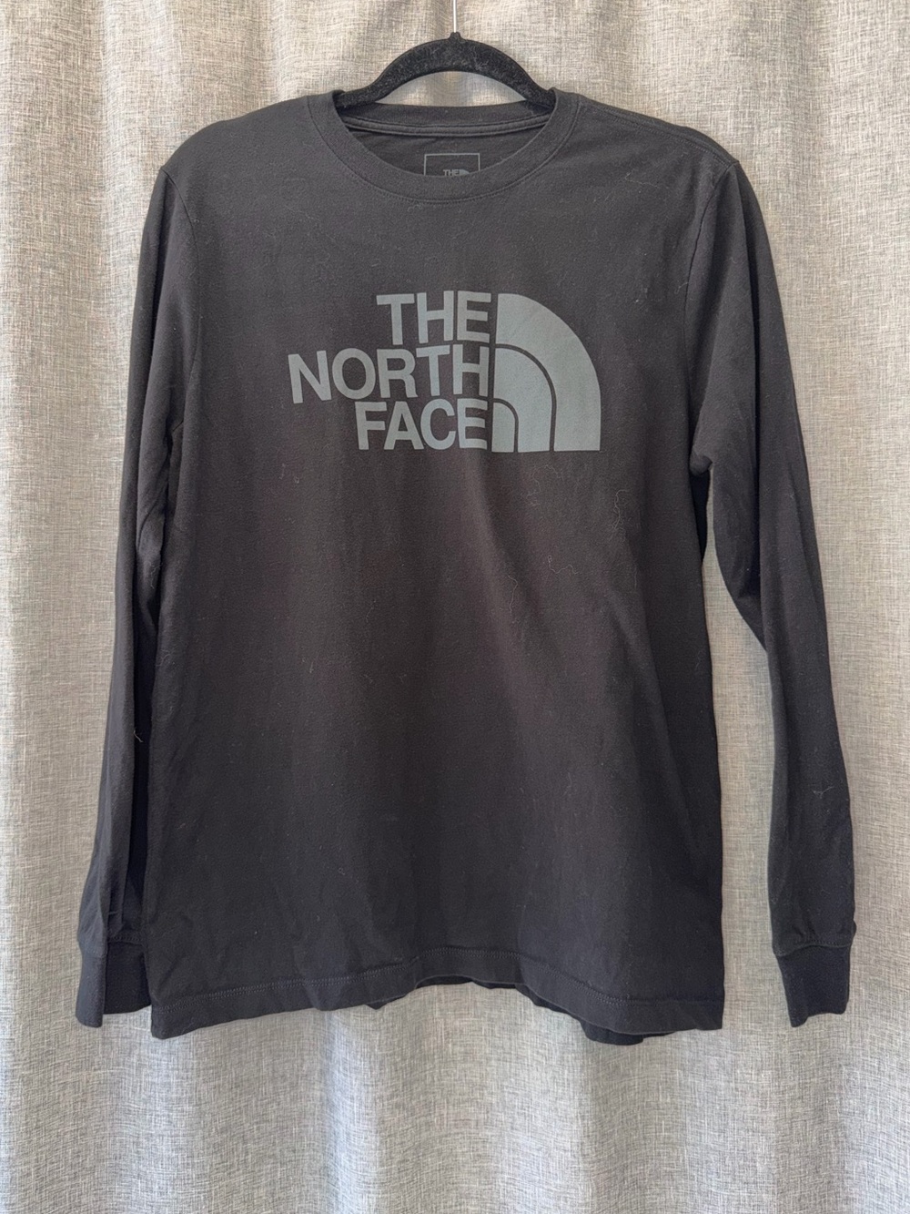 The North Face Black Long Sleeve Logo Tee with Gray Emblem